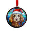 Cavapoo Blonde in Santa Hat Suncatcher Decoration